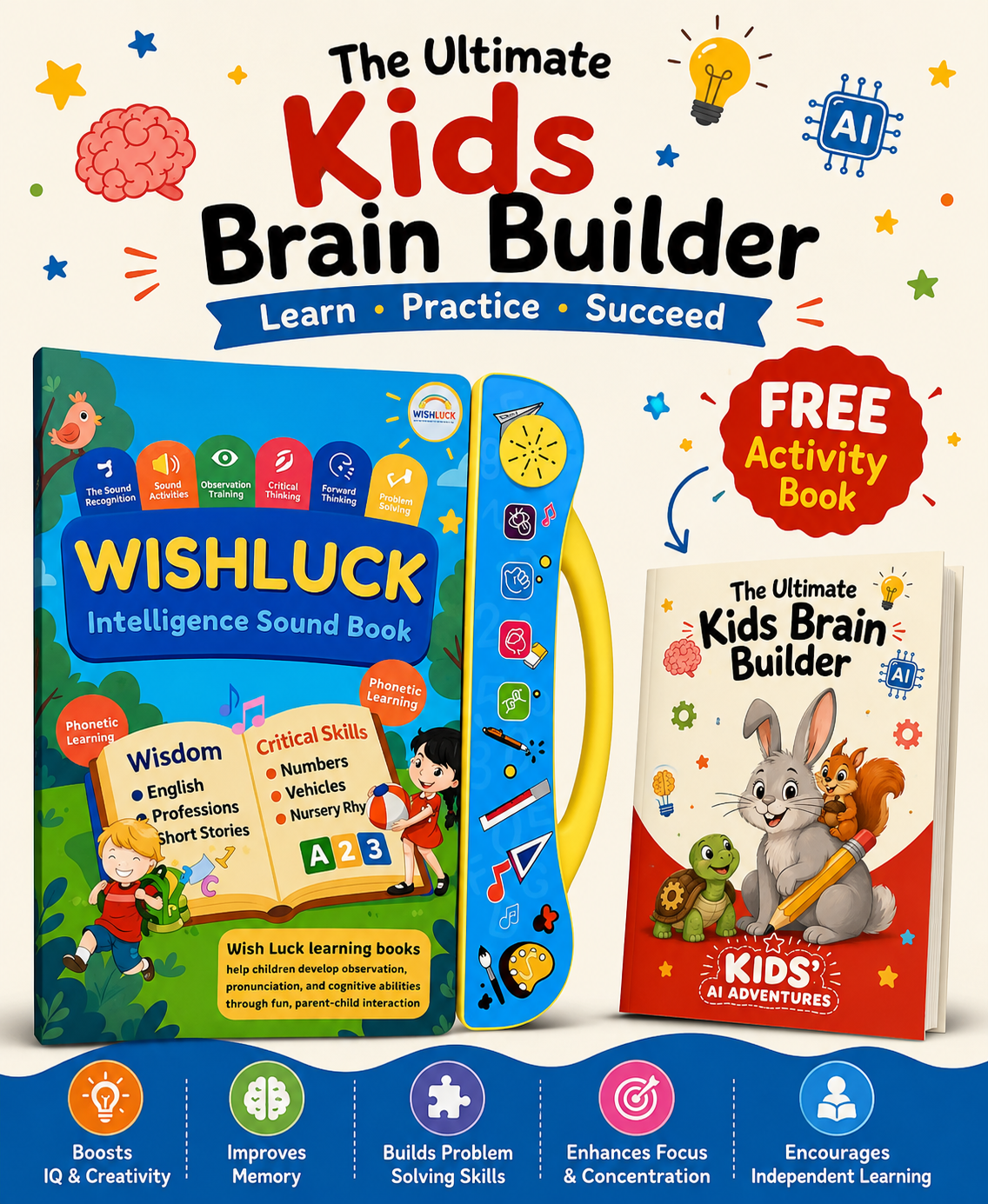 Smart Readers™ Interactive Early Learning Book + FREE 'Kids Brain Builder' PDF