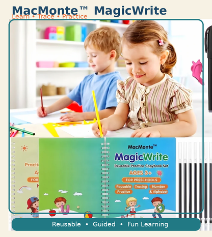 Smart Reusable Magic Practice Copybook Set (4 Books + Pen) + FREE PDF Book