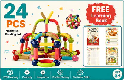 Premium Magnetic Building Blocks for Kids + FREE Learning book
