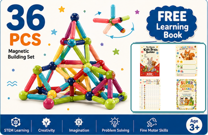 Premium Magnetic Building Blocks for Kids + FREE Learning book