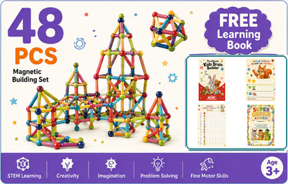 Premium Magnetic Building Blocks for Kids + FREE Learning book